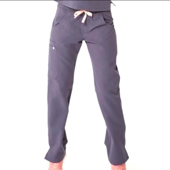 Figs Pants & Jumpsuits Figs Charcoal Scrub Pants Pink Draw String Poshmark